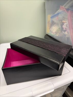 Black Faux Leather Gift Box with Fuchsia Interior